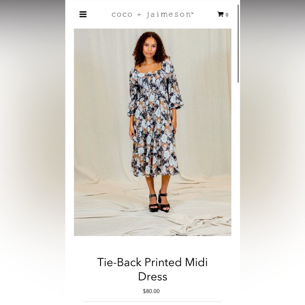 Coco + Jaimeson 
Tie-Back Printed Midi Dress
